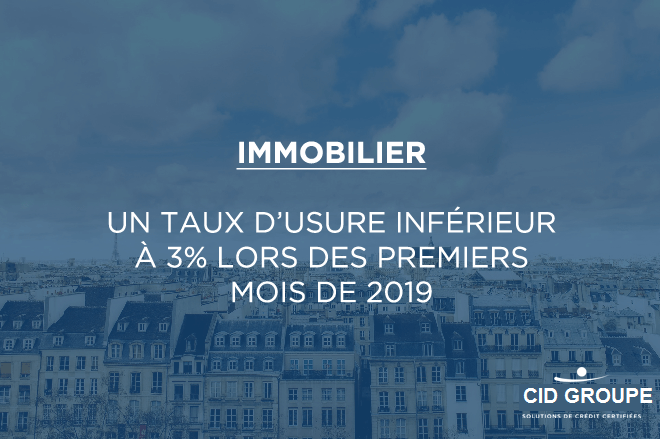 Immobilier : un taux d’usure inférieur à 3% lors des premiers mois de 2019